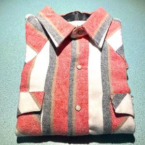 Saddle King Western Wear Flannel XL New Old Stock Vintage 100% Cotton Pearl Snap